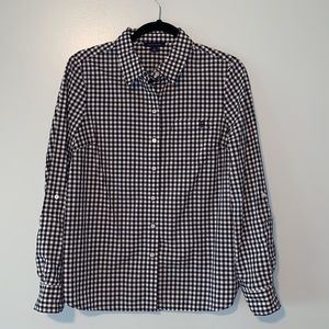 Tommy Hilfiger Gingham Button Blouse Front Pocket Convertible Sleeves Sz Small